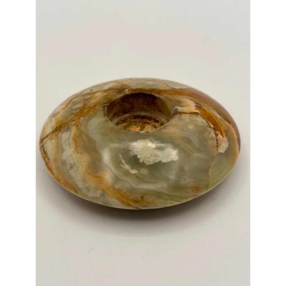 Natural Banded Onyx Votive Candle Holder Polished Stone Tealight Earth Tone